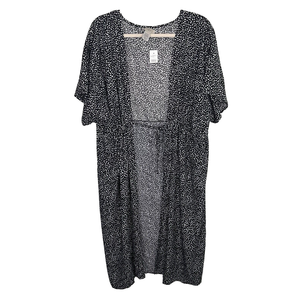 NEW Loft Womens One Size Black White Printed Short Sleeve Midi Wrap Swim Cover